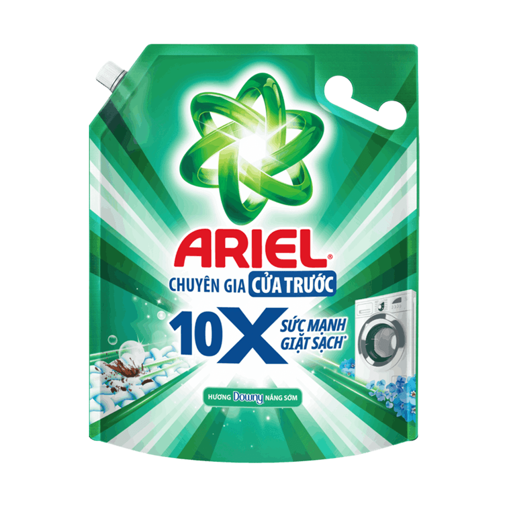 Ariel Liquid Detergent Front Load 10X Power Downy Morning Sunshine 3.7kg x 4 pouches